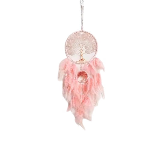 Rose Quartz, Clear Quartz & Watermelon Quartz Dreamcatcher