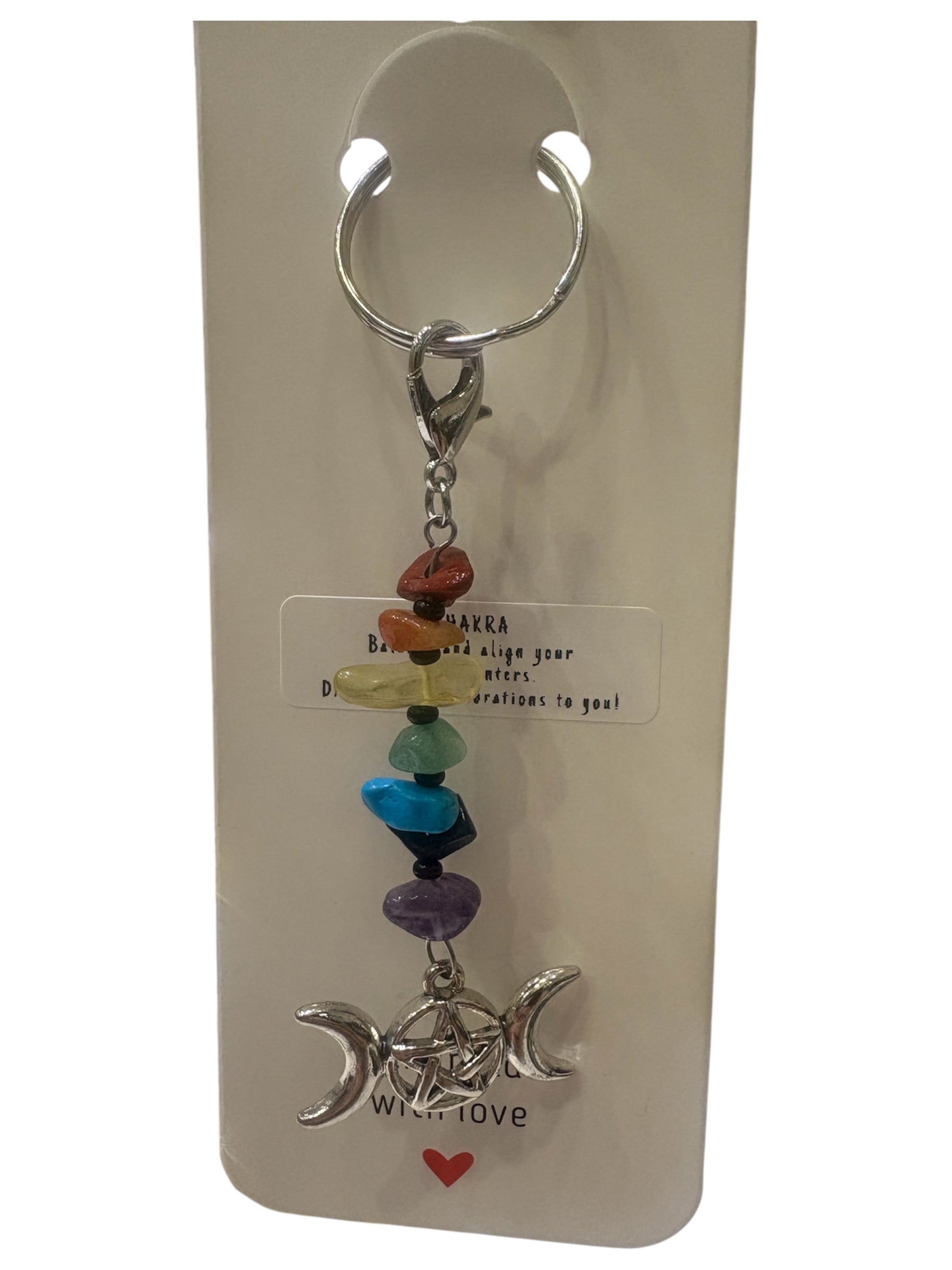 Chakra Triple Moon Pentacle Keychain