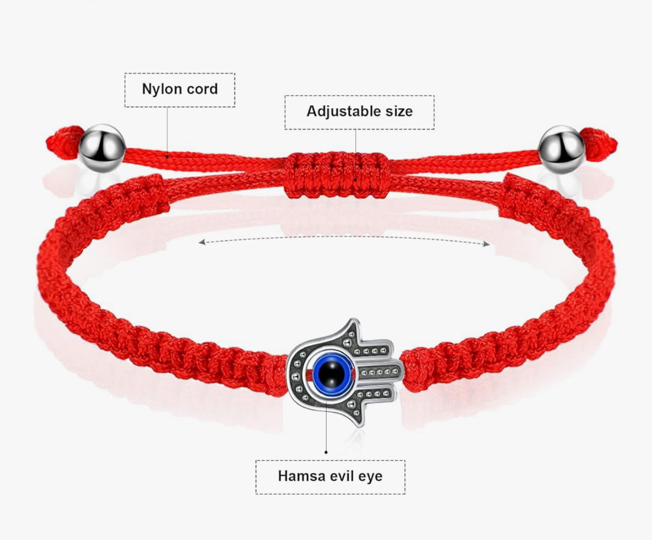 Hamsa Evil Eye Protection Rope Bracelet